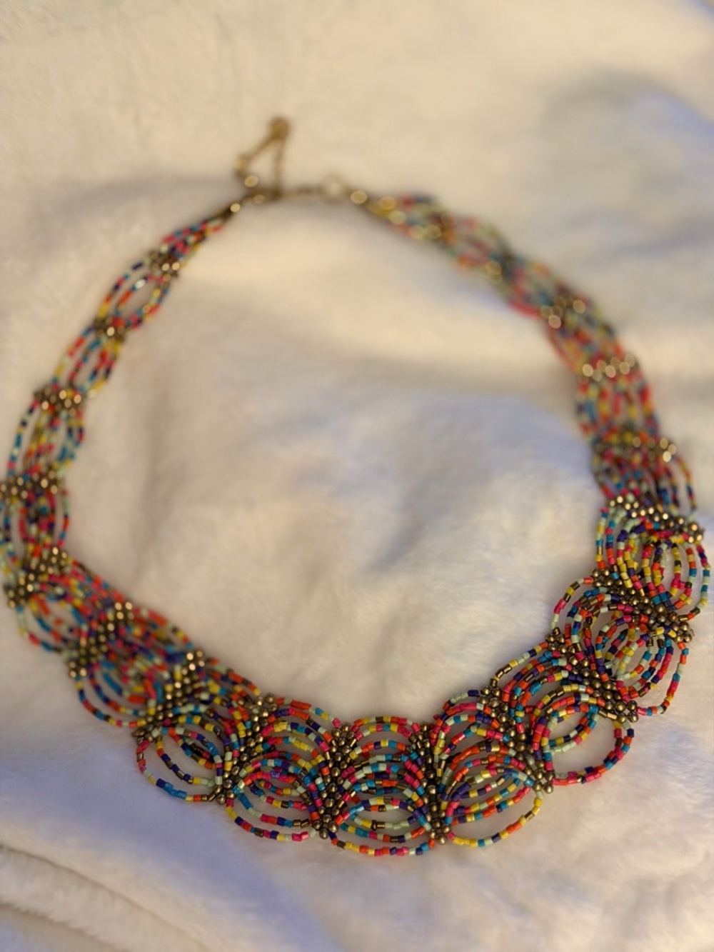 Vintage Multicolor Beaded Statement Necklace - Unbranded